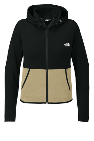 The North Face Women's Double-Knit Full-Zip Hoodie NF0A8BUT Khaki Stone/ TNF Black