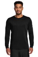 Nike Dri-FIT Cotton/Poly Long Sleeve Tee. NKBQ5230 Black