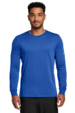 Nike Dri-FIT Cotton/Poly Long Sleeve Tee. NKBQ5230 Rush Blue