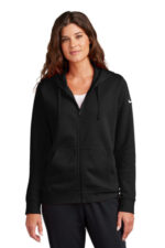 Nike Women's Club Fleece Sleeve Swoosh Full-Zip Hoodie NKFD9890 Black