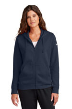 Nike Women's Club Fleece Sleeve Swoosh Full-Zip Hoodie NKFD9890 Midnight Navy