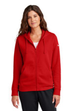 Nike Women's Club Fleece Sleeve Swoosh Full-Zip Hoodie NKFD9890 University Red