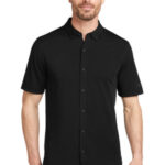 OGIO Gravitate Full-Button Polo. OG141 Blacktop