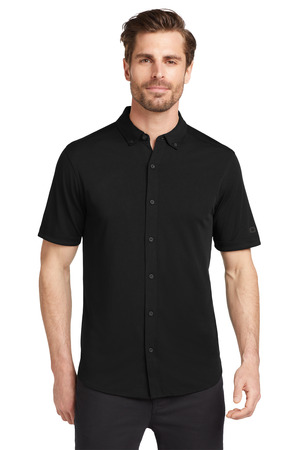 OGIO Gravitate Full-Button Polo. OG141 Blacktop