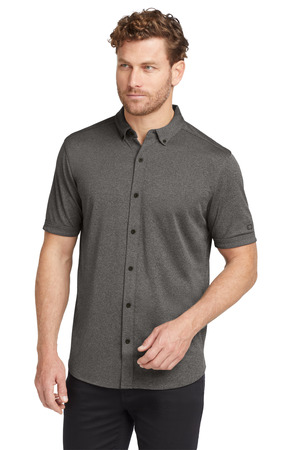 OGIO Gravitate Full-Button Polo. OG141 Dark Heather Grey