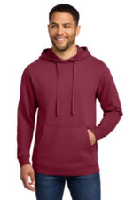 Port & Co Beach Wash Garment-Dyed Pullover Hooded Sweatshirt. PC098H Merlot