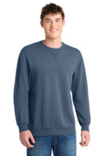 Port & Co Beach Wash Garment-Dyed Crewneck Sweatshirt PC098 Denim Blue