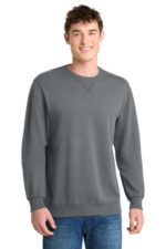 Port & Co Beach Wash Garment-Dyed Crewneck Sweatshirt PC098 Pewter