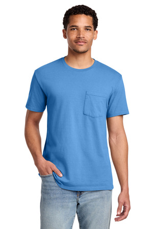 Port & Co Beach Wash Garment-Dyed Pocket Tee. PC099P Blue Moon