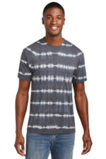 Port & Co Allover Stripe Tie-Dye Tee PC142 Graphite/ Light Grey