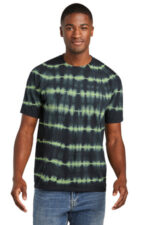 Port & Co Allover Stripe Tie-Dye Tee PC142 Green Tea/ Black