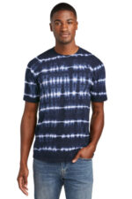 Port & Co Allover Stripe Tie-Dye Tee PC142 True Navy/ White