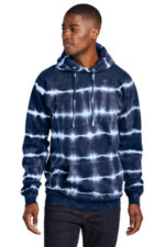 Port & Co Allover Stripe Tie-Dye Fleece PC143 True Navy/ White