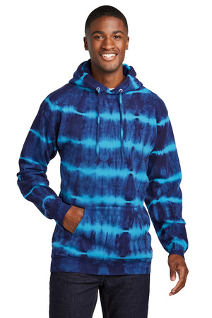 Port & Co Allover Stripe Tie-Dye Fleece PC143 Turquoise/ Team Navy