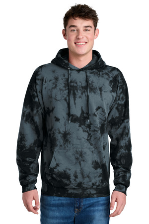 Port & Co Crystal Tie-Dye Pullover Hoodie PC144 Black