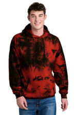 Port & Co Crystal Tie-Dye Pullover Hoodie PC144 Black/ Red