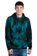 Port & Co Crystal Tie-Dye Pullover Hoodie PC144 Black/ Teal