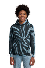 Port & Co Youth Tie-Dye Pullover Hooded Sweatshirt. PC146Y Black