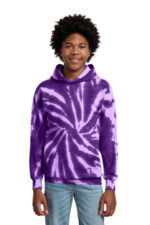 Port & Co Youth Tie-Dye Pullover Hooded Sweatshirt. PC146Y Purple