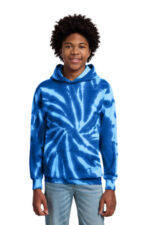 Port & Co Youth Tie-Dye Pullover Hooded Sweatshirt. PC146Y Royal