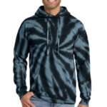Port & Co Tie-Dye Pullover Hooded Sweatshirt. PC146 Black