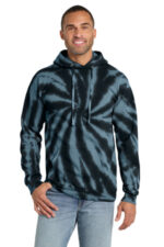 Port & Co Tie-Dye Pullover Hooded Sweatshirt. PC146 Black