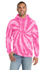 Port & Co Tie-Dye Pullover Hooded Sweatshirt. PC146 Pink