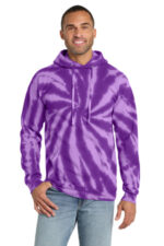 Port & Co Tie-Dye Pullover Hooded Sweatshirt. PC146 Purple