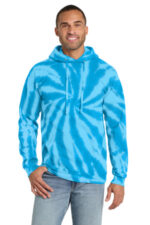 Port & Co Tie-Dye Pullover Hooded Sweatshirt. PC146 Turquoise
