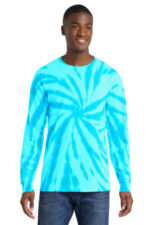Port & Co Tie-Dye Long Sleeve Tee. PC147LS Turquoise