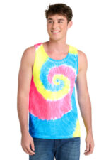 Port & Co Tie-Dye Tank Top. PC147TT Neon Rainbow