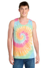 Port & Co Tie-Dye Tank Top. PC147TT Pastel Rainbow