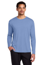 Port & Co Long Sleeve Performance Tee. PC380LS Carolina Blue