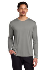 Port & Co Long Sleeve Performance Tee. PC380LS Grey Concrete