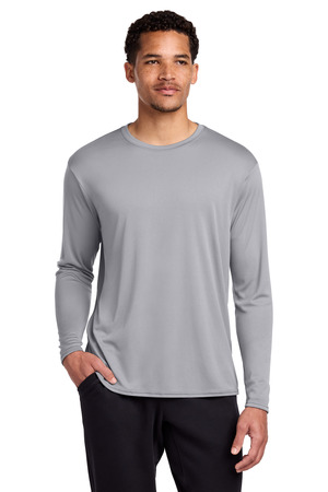 Port & Co Long Sleeve Performance Tee. PC380LS Silver