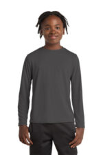 Port & Co Youth Long Sleeve Performance Tee PC380YLS Charcoal