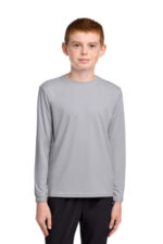 Port & Co Youth Long Sleeve Performance Tee PC380YLS Silver