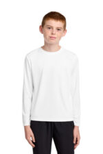 Port & Co Youth Long Sleeve Performance Tee PC380YLS White