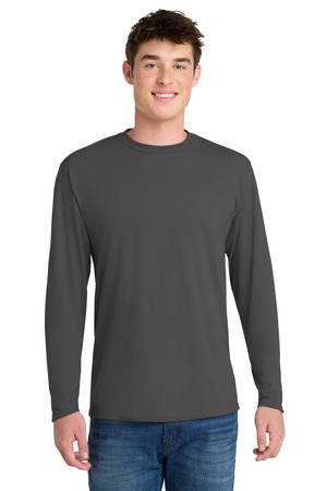Port & Co Long Sleeve Performance Blend Tee. PC381LS Charcoal