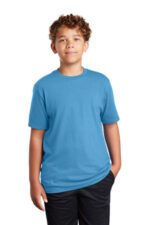 Port & Co Youth Performance Blend Tee. PC381Y Aquatic Blue