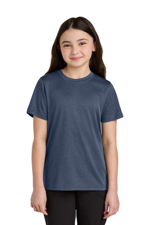 Port & Co Youth Heather Performance Tee PC390Y True Navy Heather