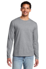 Port & Co Long Sleeve Fan Favorite Tee. PC450LS Athletic Heather