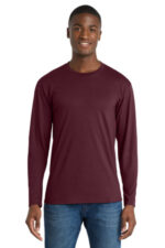 Port & Co Long Sleeve Fan Favorite Tee. PC450LS Athletic Maroon