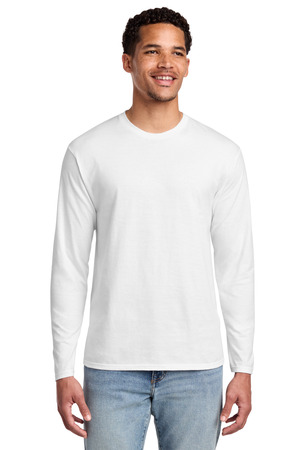 Port & Co Long Sleeve Fan Favorite Tee. PC450LS White