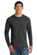 Port & Co Long Sleeve Fan Favorite Blend Tee. PC455LS Black Heather