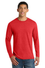 Port & Co Long Sleeve Fan Favorite Blend Tee. PC455LS Bright Red Heather