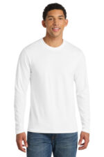 Port & Co Long Sleeve Fan Favorite Blend Tee. PC455LS White