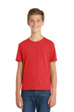 Port & Co Youth Fan Favorite Blend Tee. PC455Y Bright Red Heather