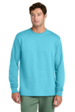 Port & Co Long Sleeve Core Cotton Tee. PC54LS Aquatic Blue