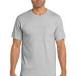 Port & Co Core Cotton Pocket Tee. PC54P Ash